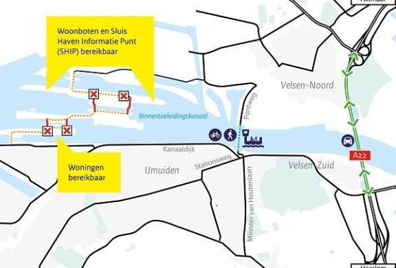 kaartje route verkeer sluizencomplex zeesluis IJmuiden